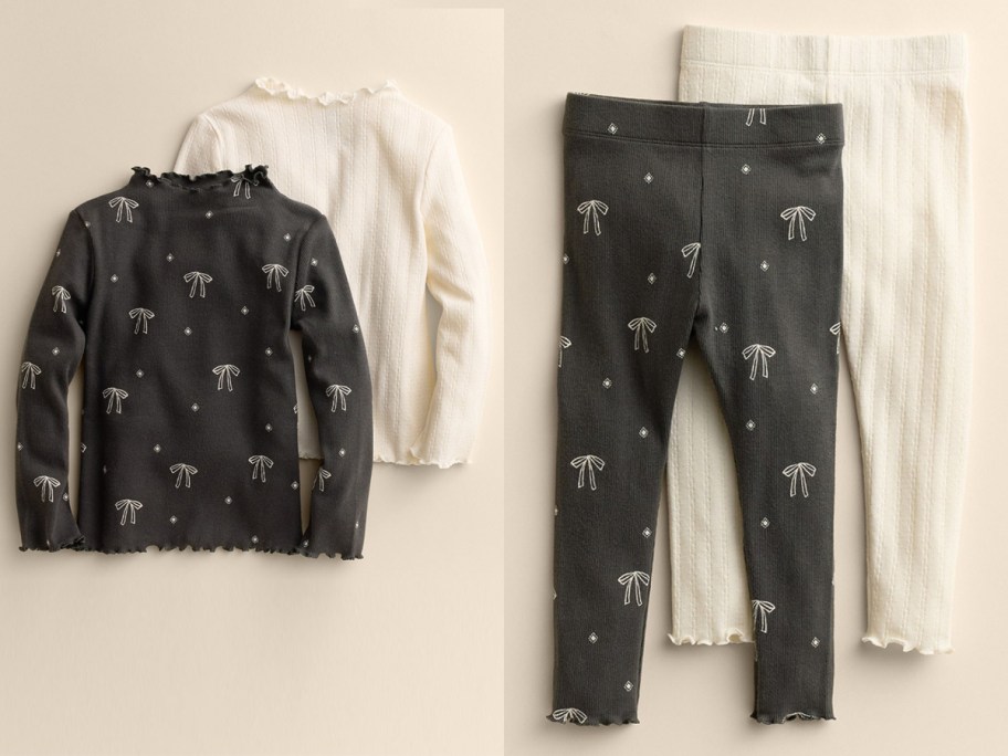 Little Co. Baby & Toddler 2-Pack Mock Neck Top Set, 2-Pack Leggings Set