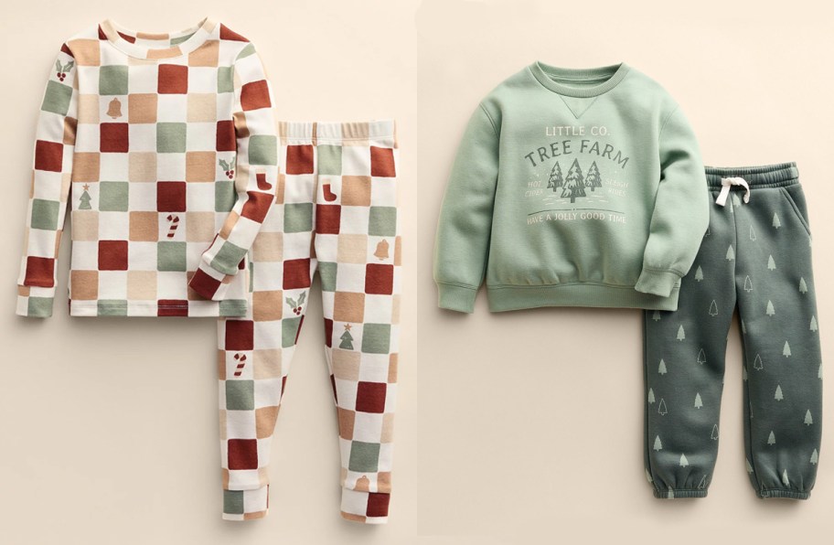 Little Co. Baby & Toddler 2-Piece Pajama Set, 2-Piece Christmas Fleece Top & Pants Set