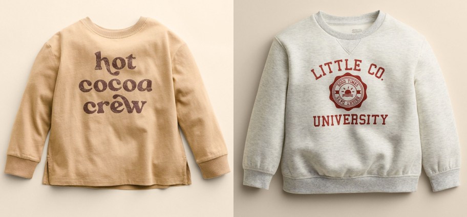 Little Co. Baby & Toddler Relaxed Skater Graphic Tee, Crew Pullover