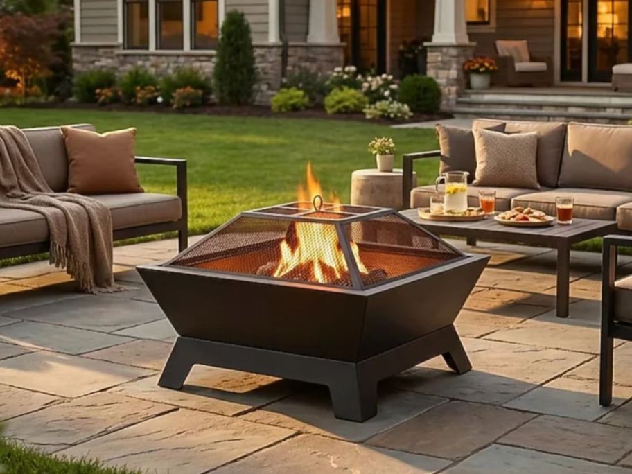 Master Forge 29" Steel Square Portable Wood-Burning Fire Pit