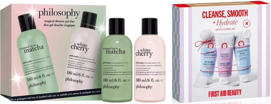 Stock images of Philosophy and First Aid Beauty gift sets