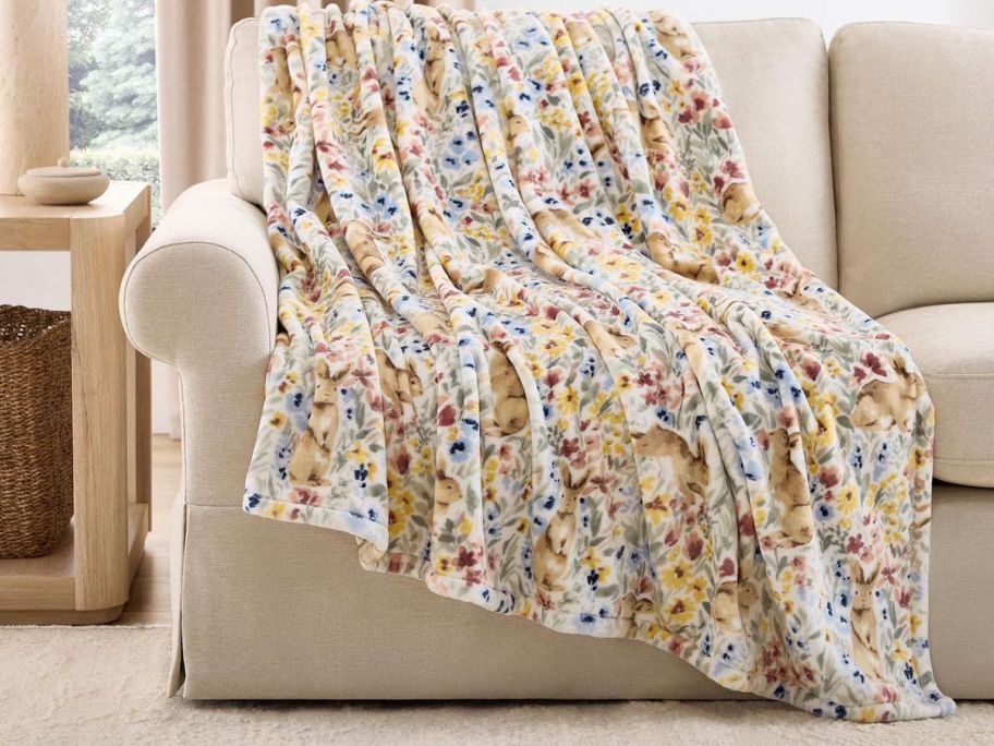 sweet bunny Member's Mark Seasonal 60 x 70 Lounge Throw on couch