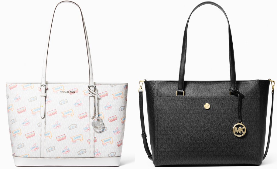 white and black tote bags