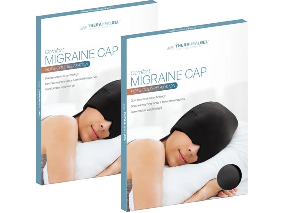 Two boxes for migraine relief caps