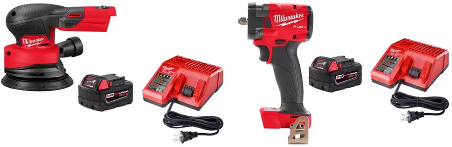 Milwaukee power tool kits with batteries and chargers