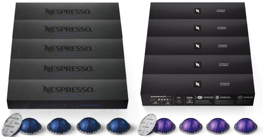 two sets of Nespresso VertuoLine Pods