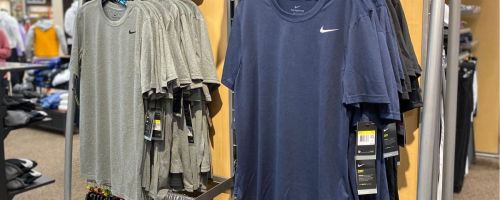 Hangers with Nike men's T-Shirts on them