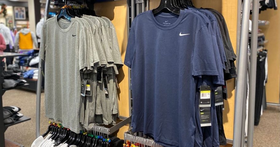 Hangers with Nike men's T-Shirts on them