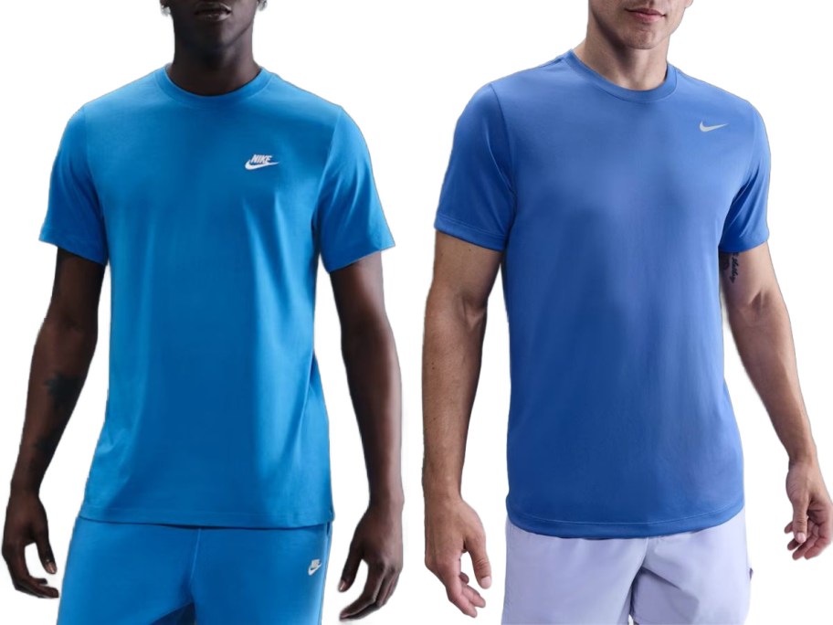 Stock images of two men wearing blue nike tees