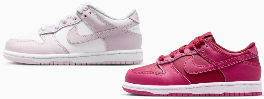 light purple and dark pink nike sneakers
