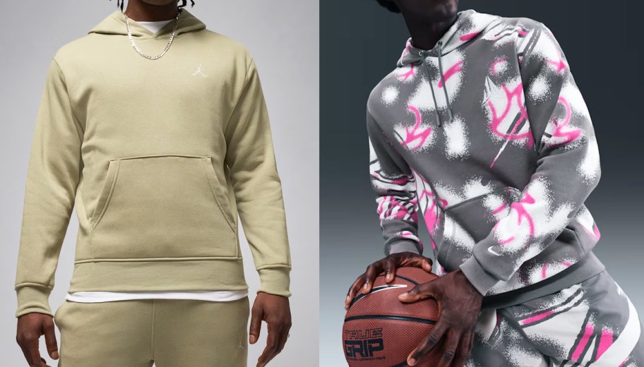 two men in nike and Jordan hoodies