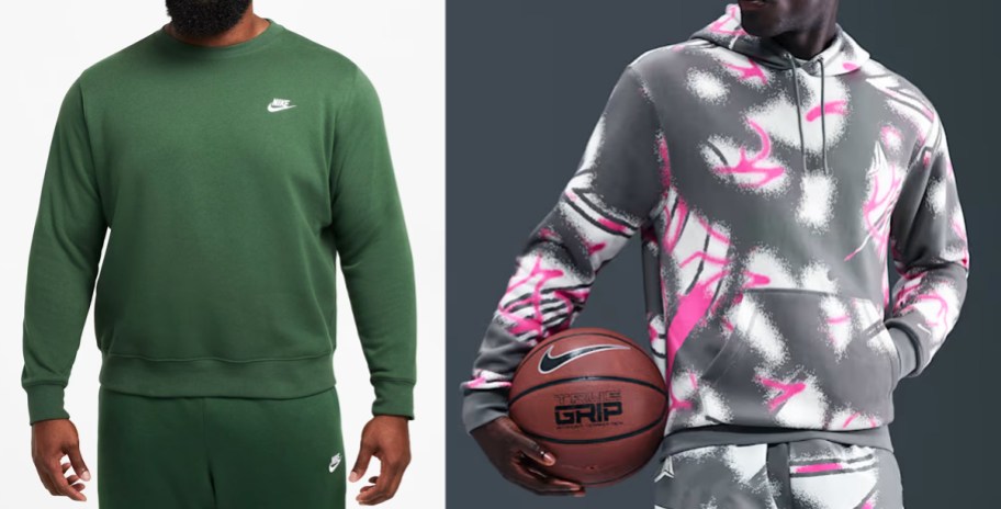 men in green and grey nike sweatshirts