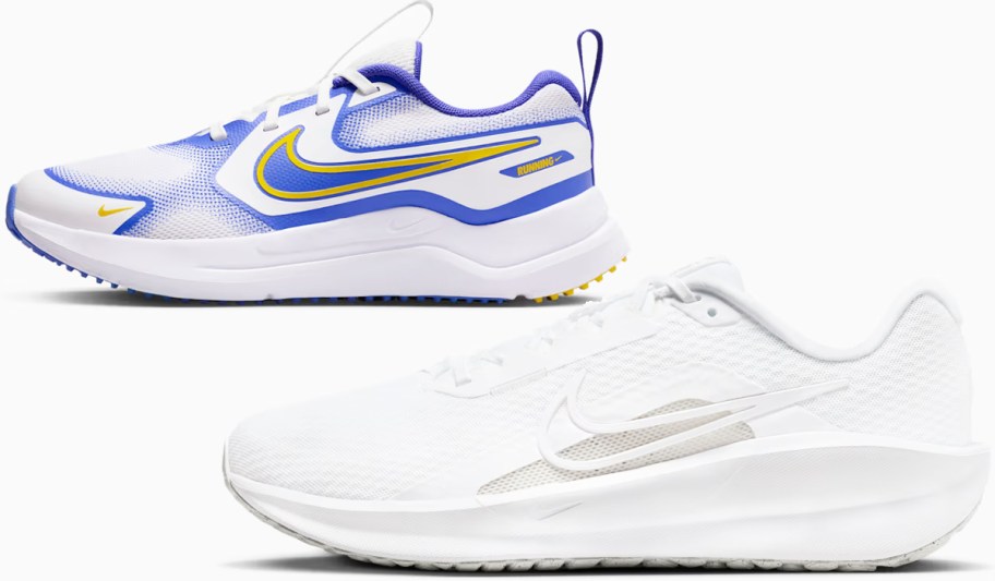 blue and white nike running shoes