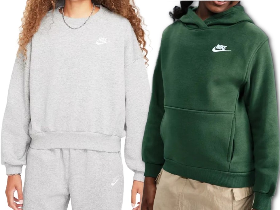 Stock images of two kids wearing Nike sweatshirts