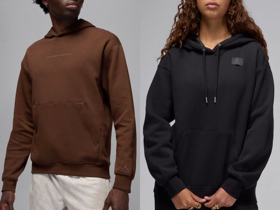Stock image of man and a woman wearing Nike Jordan Hoodies