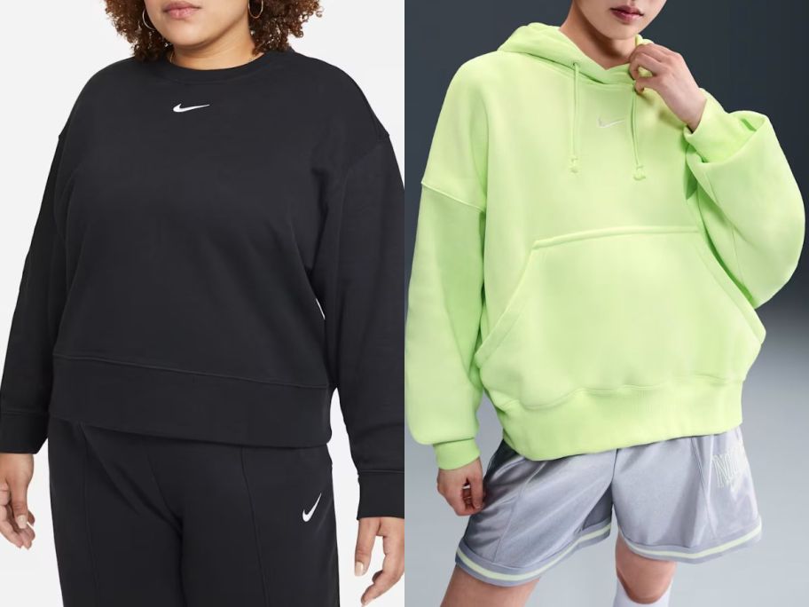 Stock images of two women wearing Nike Sweatchirts