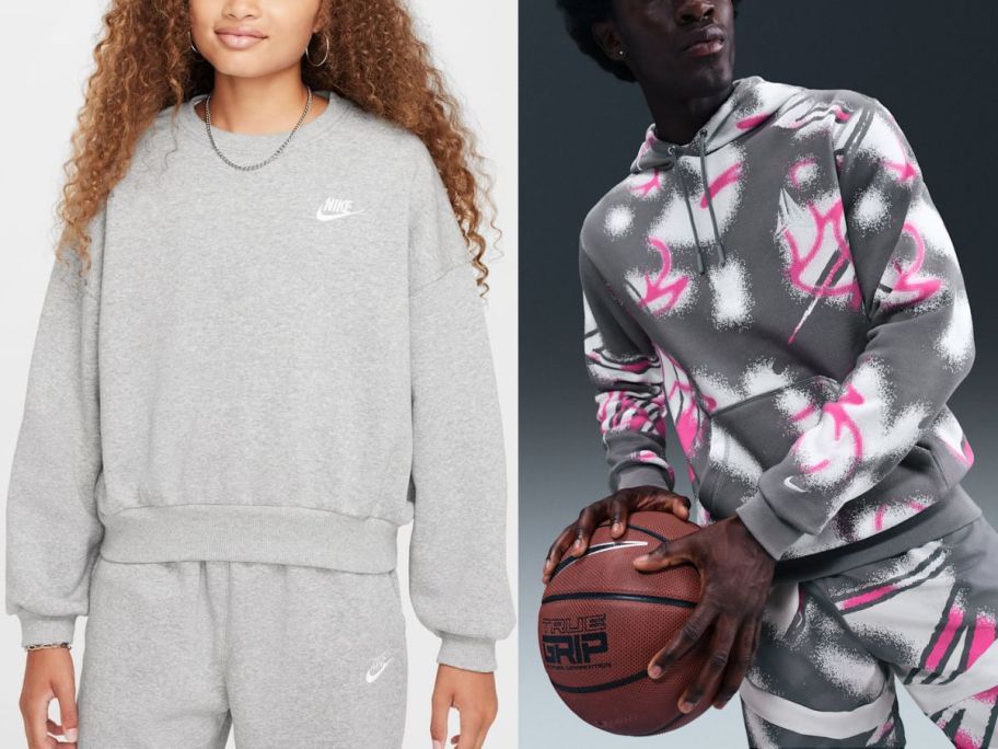 Gray nike sweaters for kids and an adult