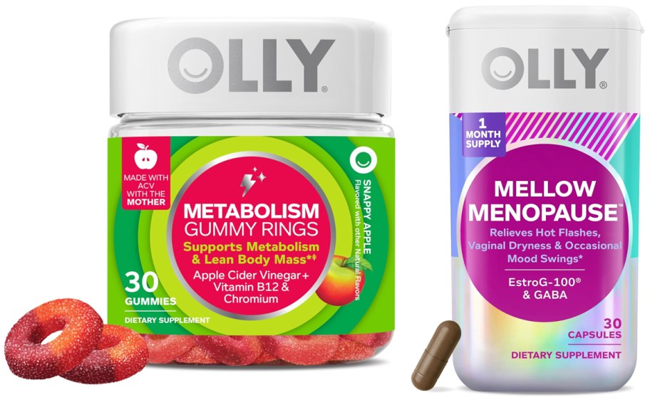 OLLY Metabolism Gummy Rings 30-Count, OLLY Mellow Menopause Supplements 30-Count