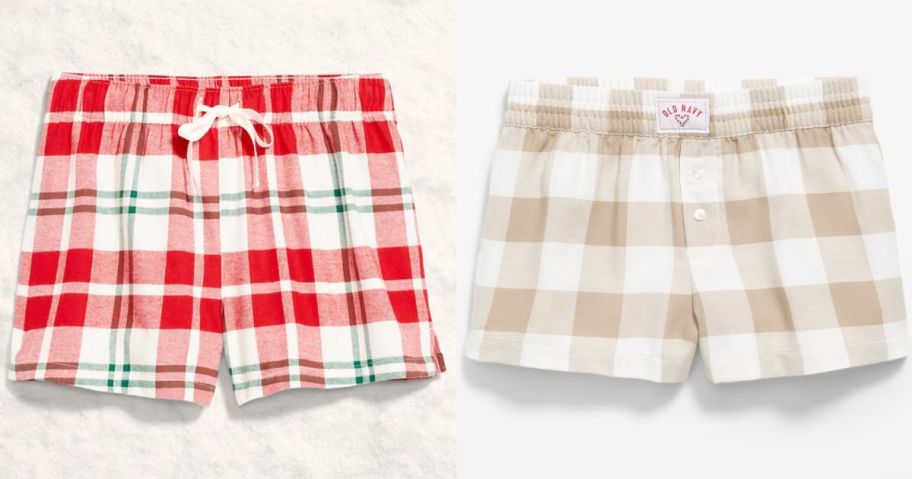 Stock images of two Old Navy Pajama Shorts for women and girls