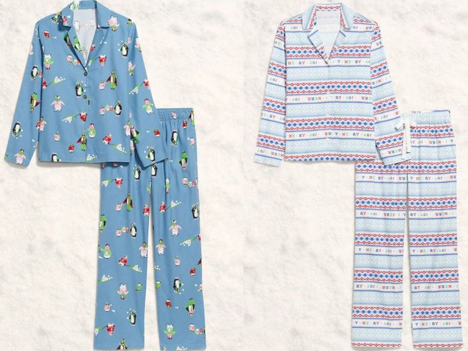 stock images of two old navy flannel pajama sets
