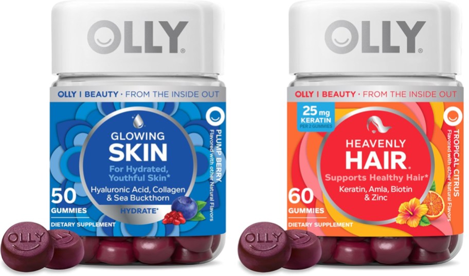 two bottles of OLLY gummy supplements