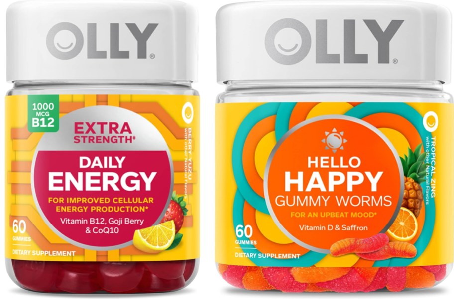 two bottles of OLLY gummy supplements