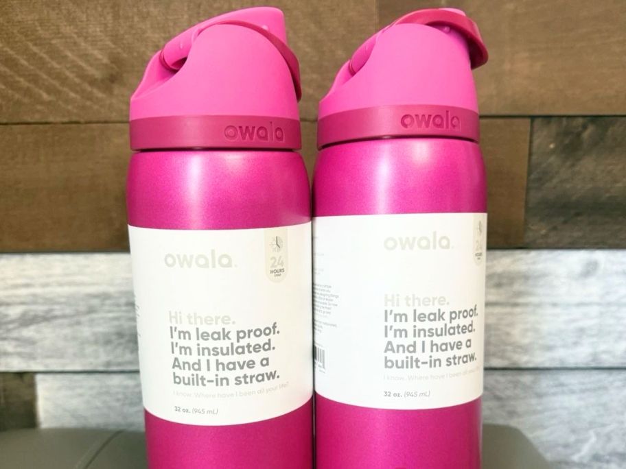 2 pink Owala bottles