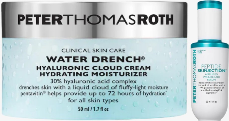 a jar of moisturizer and a bottle of skin serum