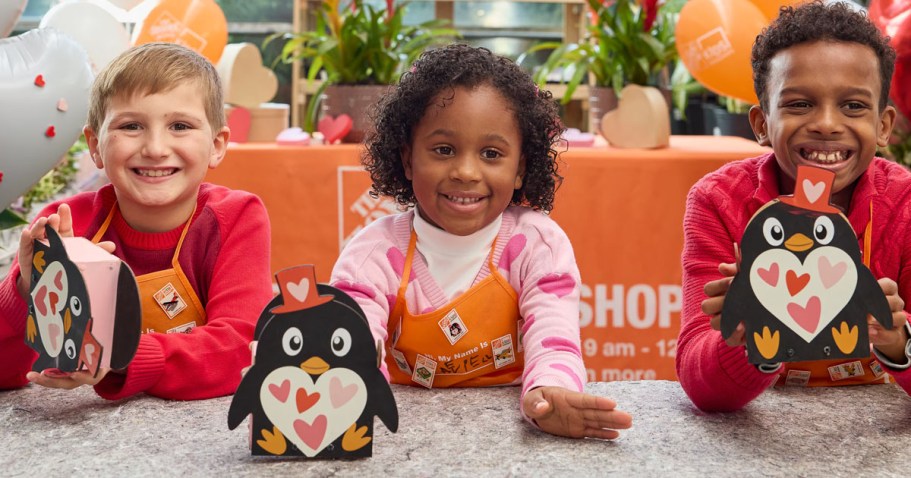 FREE Home Depot Kids Workshop on 2/7 – Build A Valentine’s Penguin Mailbox