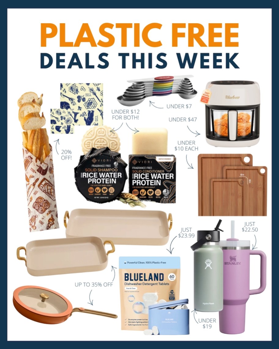 plastic free deals this week collage graphic