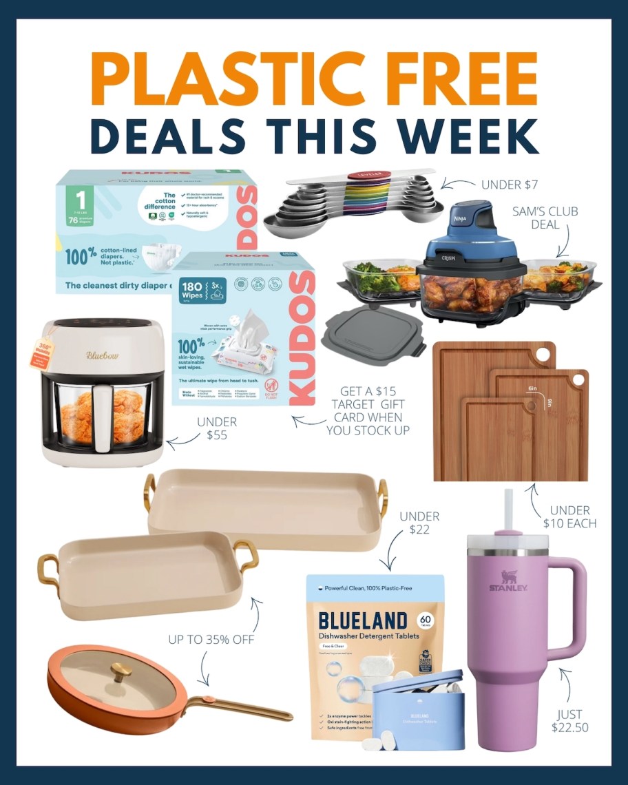 plastic free deals this week collage graphic