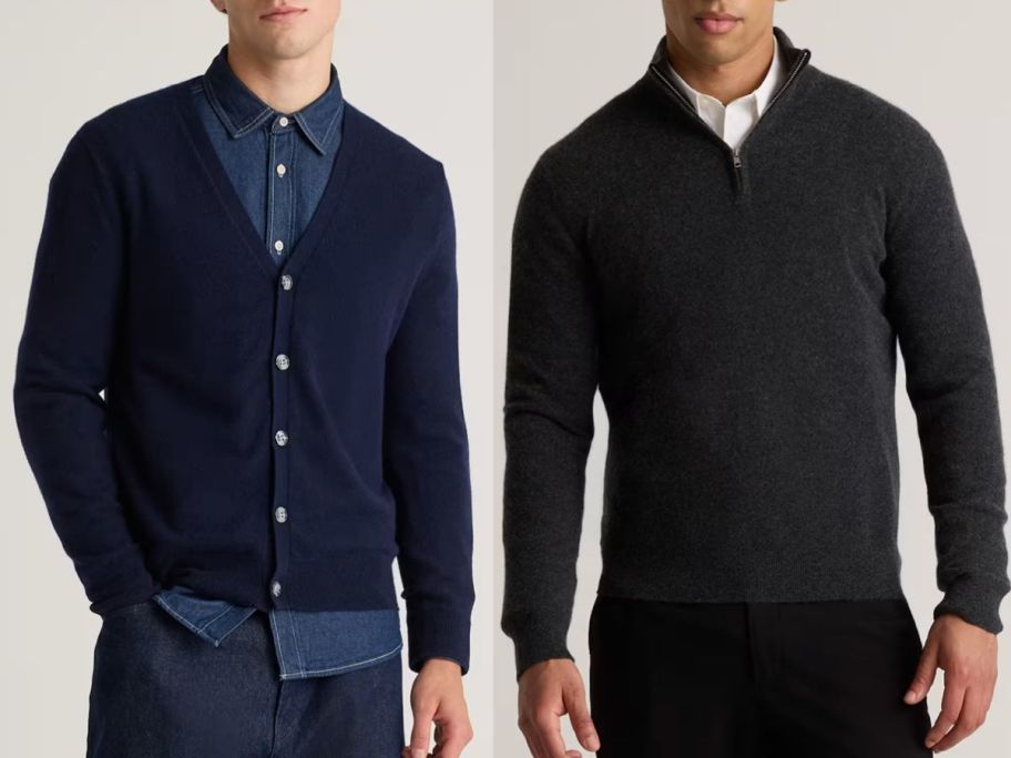 Stock images of two women wearing Quince Cashmere