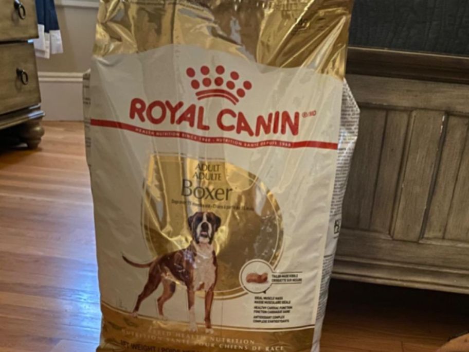 Royal canin dog bags on the floor