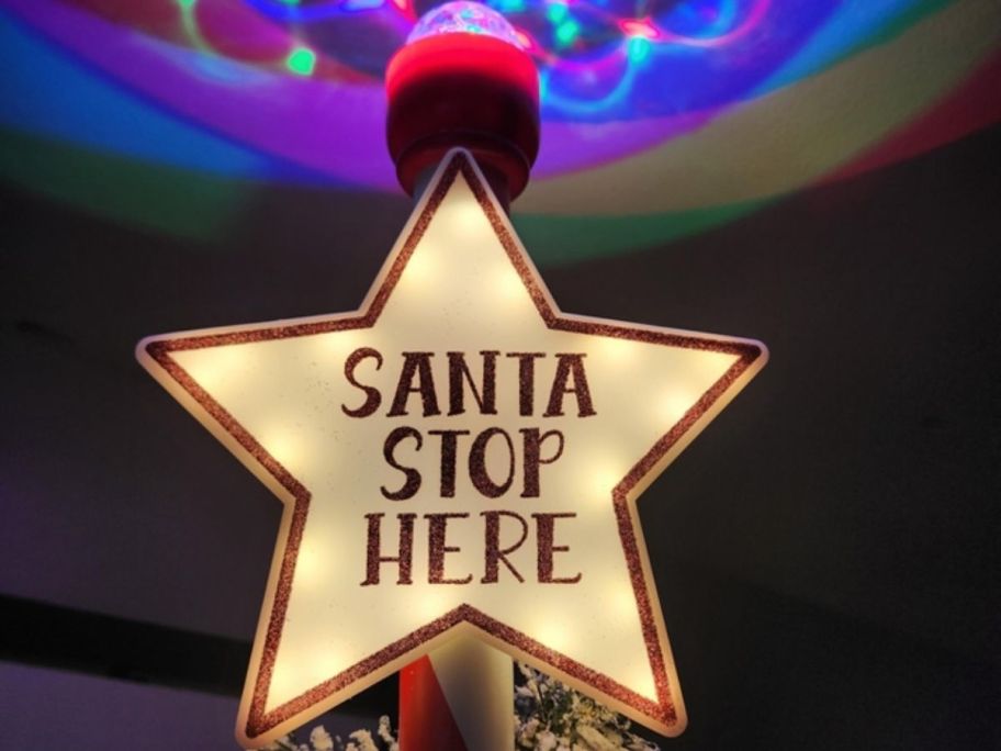 Santa stop here tree topper 