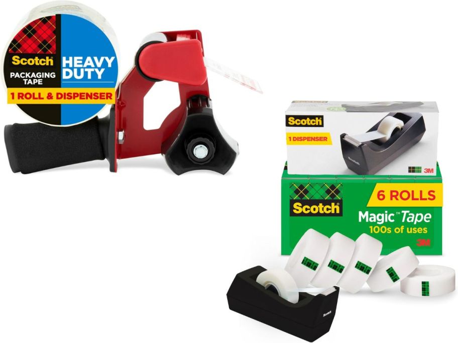 Stock images of Scotch packing tape and magic tape dispensers