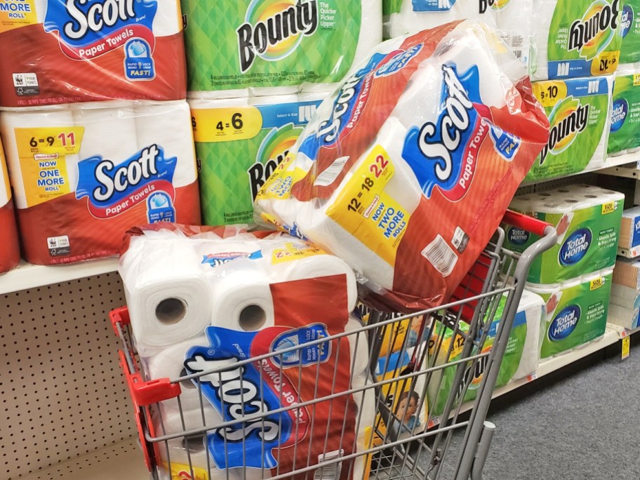large packs of scott paper towels in cvs shopping cart