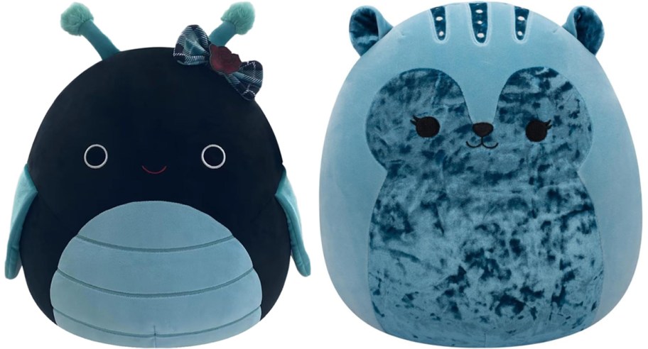 blue grasshopper and squirrel squishmallows plush