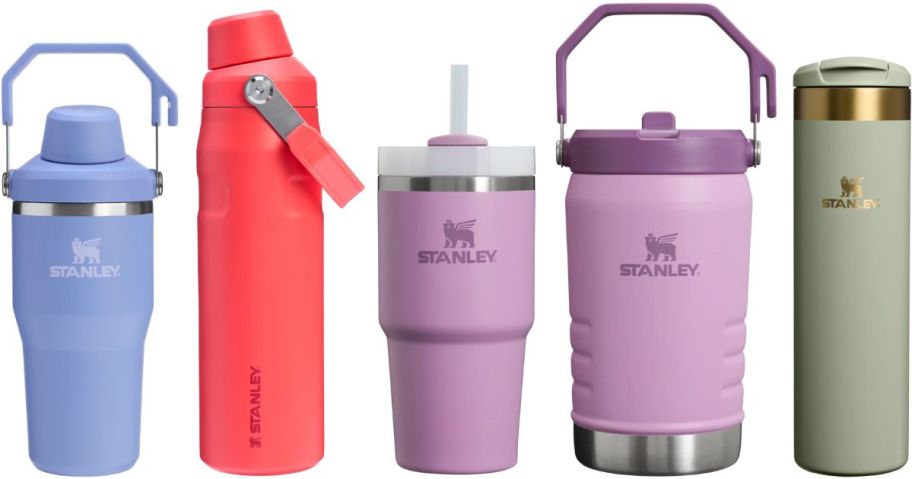 Stock images of 5 different types of Stanley Drinkware