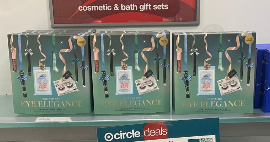 Several beauty gift sets in a store