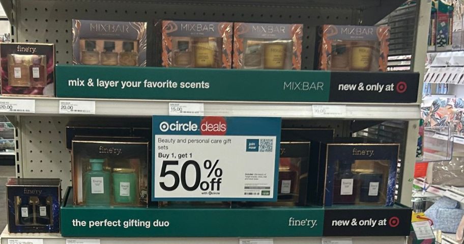 Several beauty gift sets in a store