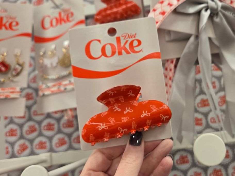 a red Diet Coke Claw Clip