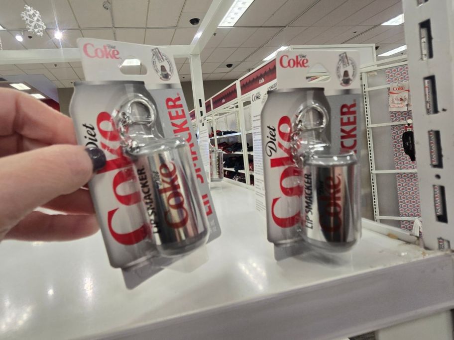 Diet Coke Lip Smackers in the shape of tiny cans