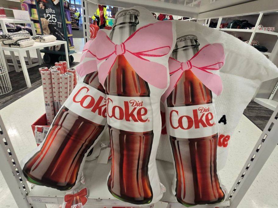 Diet Coke Pillows in the shape of bottles