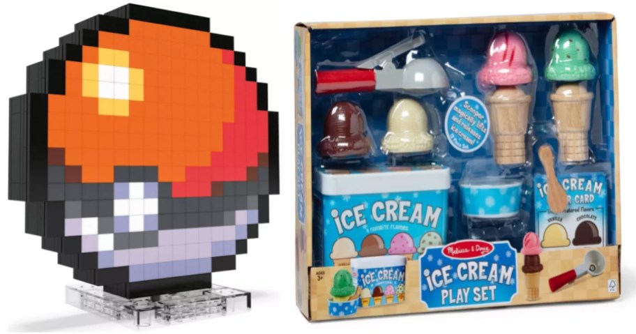 pokemon building set and pretend ice cream play set
