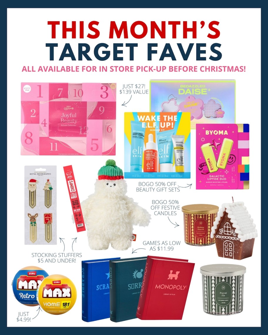 collage of this month's target faves with random products and sales