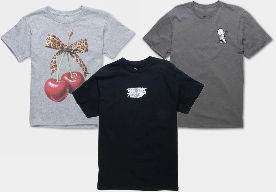 Stock images of 3 Tilly's Graphic Tees