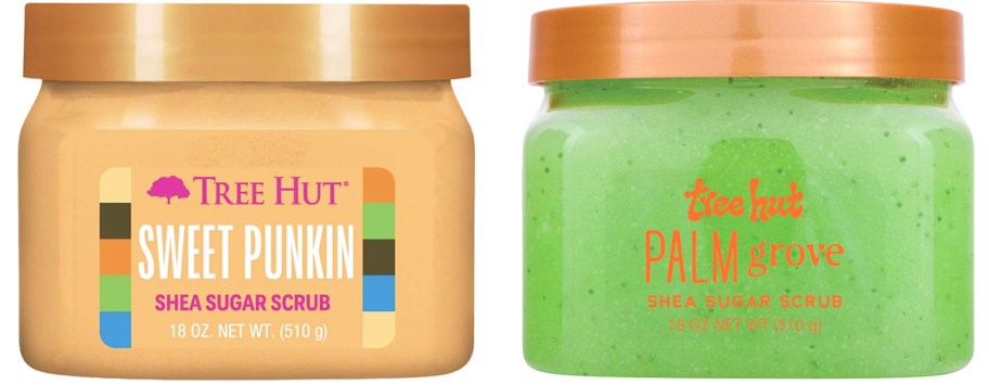 two jars of Tree Hut Shea Sugar Scrubs