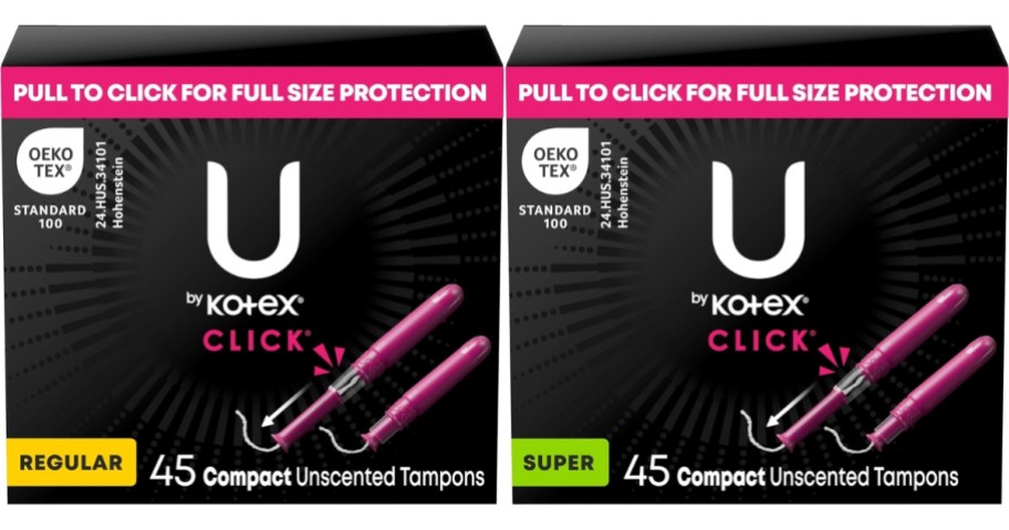 stock images of u by kotex tampons in regular and super sizes