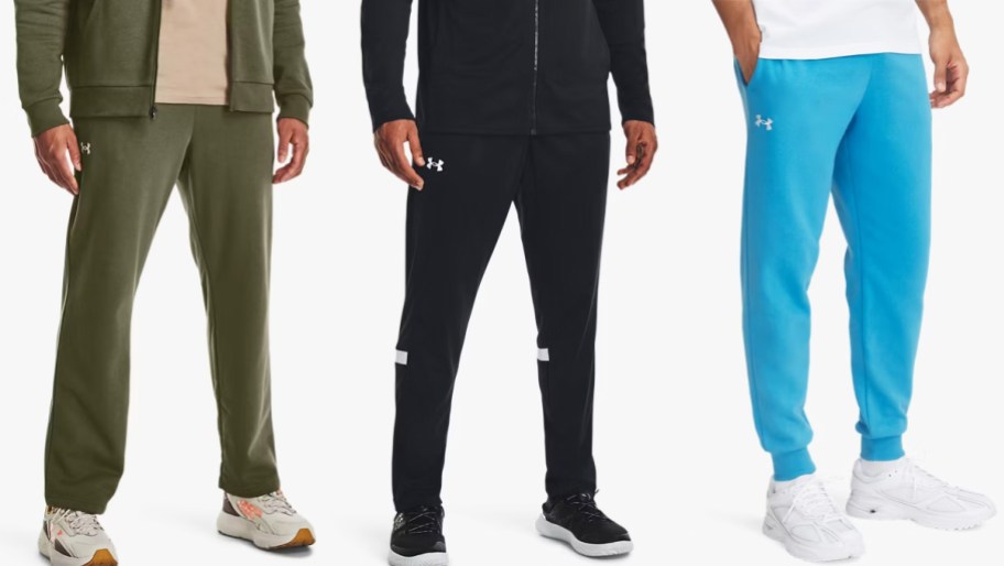 men in green, black, and blue pants