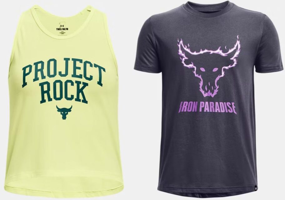 Stock images of two under armour girls tops